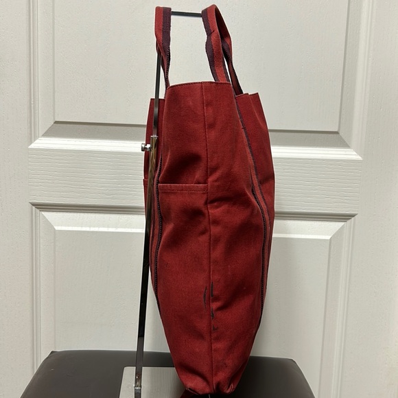 Hermes Fourre Tout Cabas Canvas Vertical Tote Maroon Purple - Picture 4 of 12